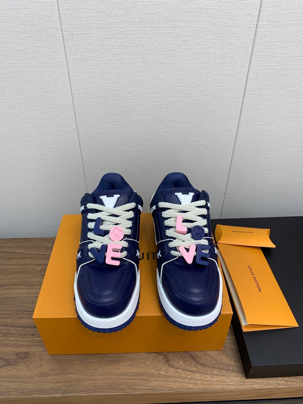 LOUIS VUITTON LV WOMEN'S TRAINER IN NAVY BLUE CALFSKIN