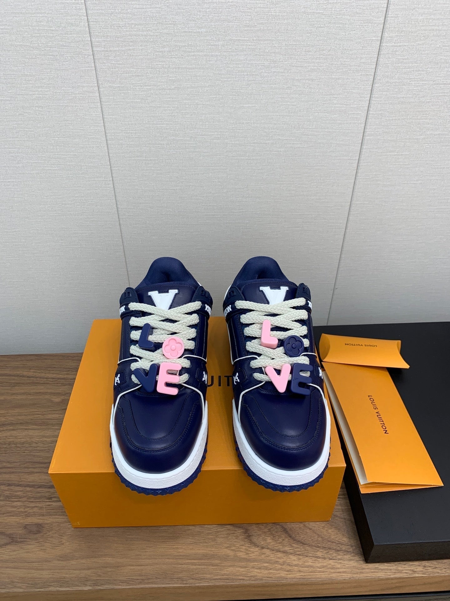 LOUIS VUITTON LV WOMEN'S TRAINER IN NAVY BLUE CALFSKIN
