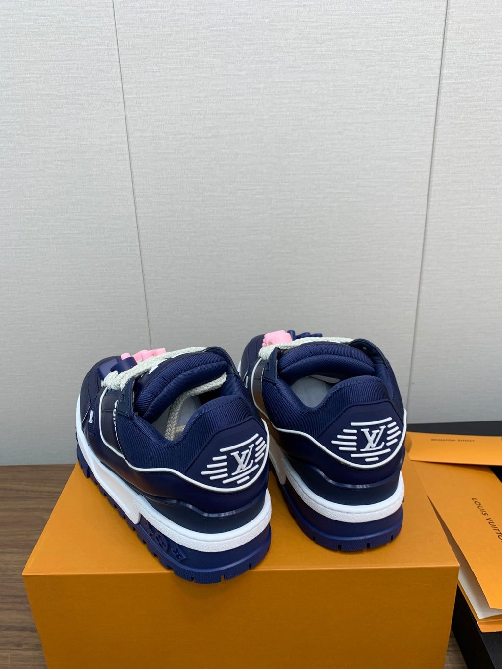 LOUIS VUITTON LV WOMEN'S TRAINER IN NAVY BLUE CALFSKIN