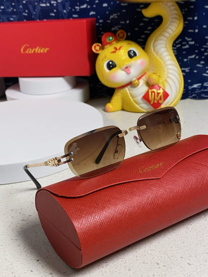 CARTIER SIGNATURE RECTANGULAR FRAME SUNGLASSES 533233 IN METAL