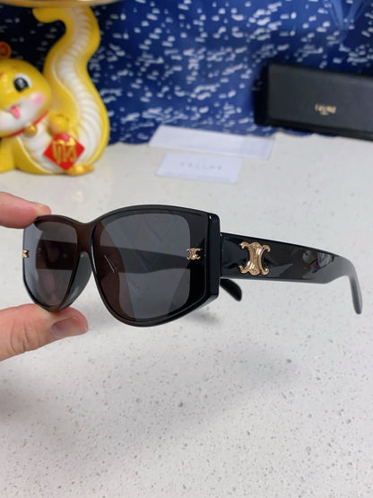CELINE TRIOMPHE SUNGLASSES 533220 IN BLACK ACETATE GOLD LOGO
