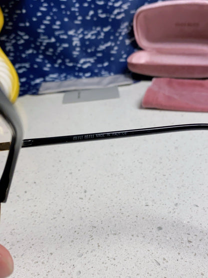 MIU MIU RUNWAY SUNGLASSES 571640 IN BLACK METAL BLACK LENSES