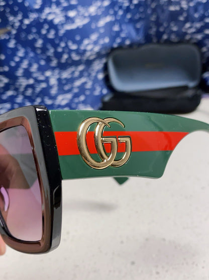 GUCCI SQUARE FRAME SUNGLASSES 573303 IN ACETATE EMBOSSED LOGO