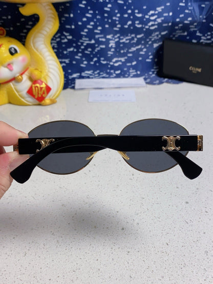 CELINE TRIOMPHE SUNGLASSES 538532 IN BLACK ACETATE GOLD METAL
