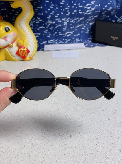 CELINE TRIOMPHE SUNGLASSES 538532 IN BLACK ACETATE GOLD METAL