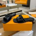 LOUIS VUITTON LV X TM 6AM FLAT MULE IN BLACK CALFSKIN