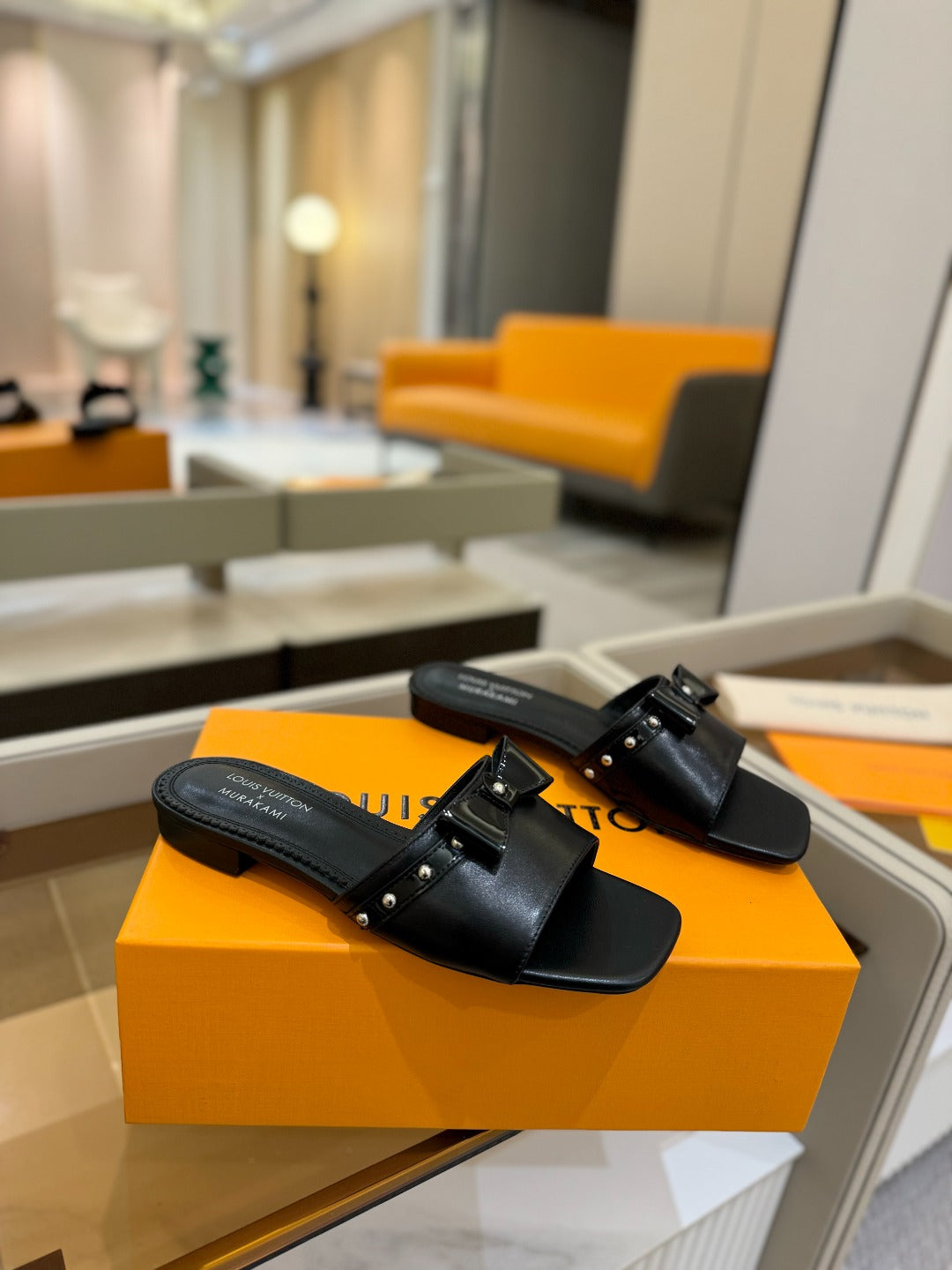 LOUIS VUITTON LV X TM 6AM FLAT MULE IN BLACK CALFSKIN