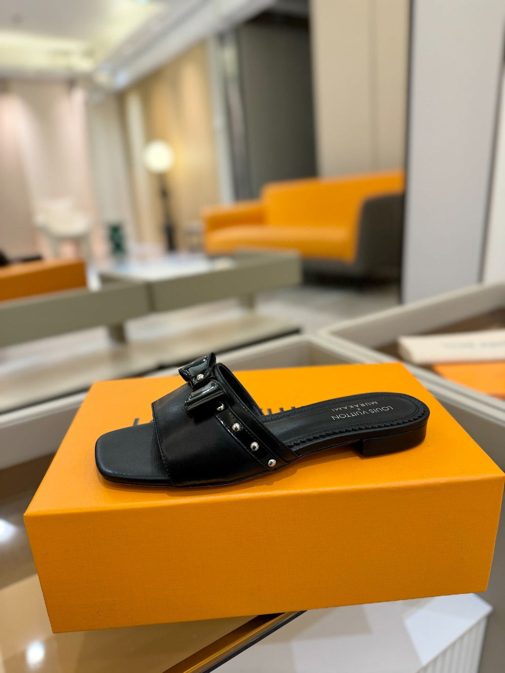 LOUIS VUITTON LV X TM 6AM FLAT MULE IN BLACK CALFSKIN
