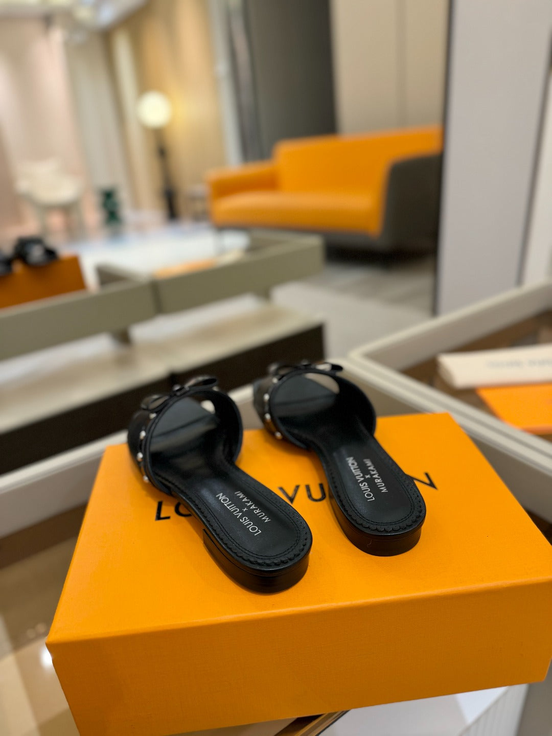 LOUIS VUITTON LV X TM 6AM FLAT MULE IN BLACK CALFSKIN