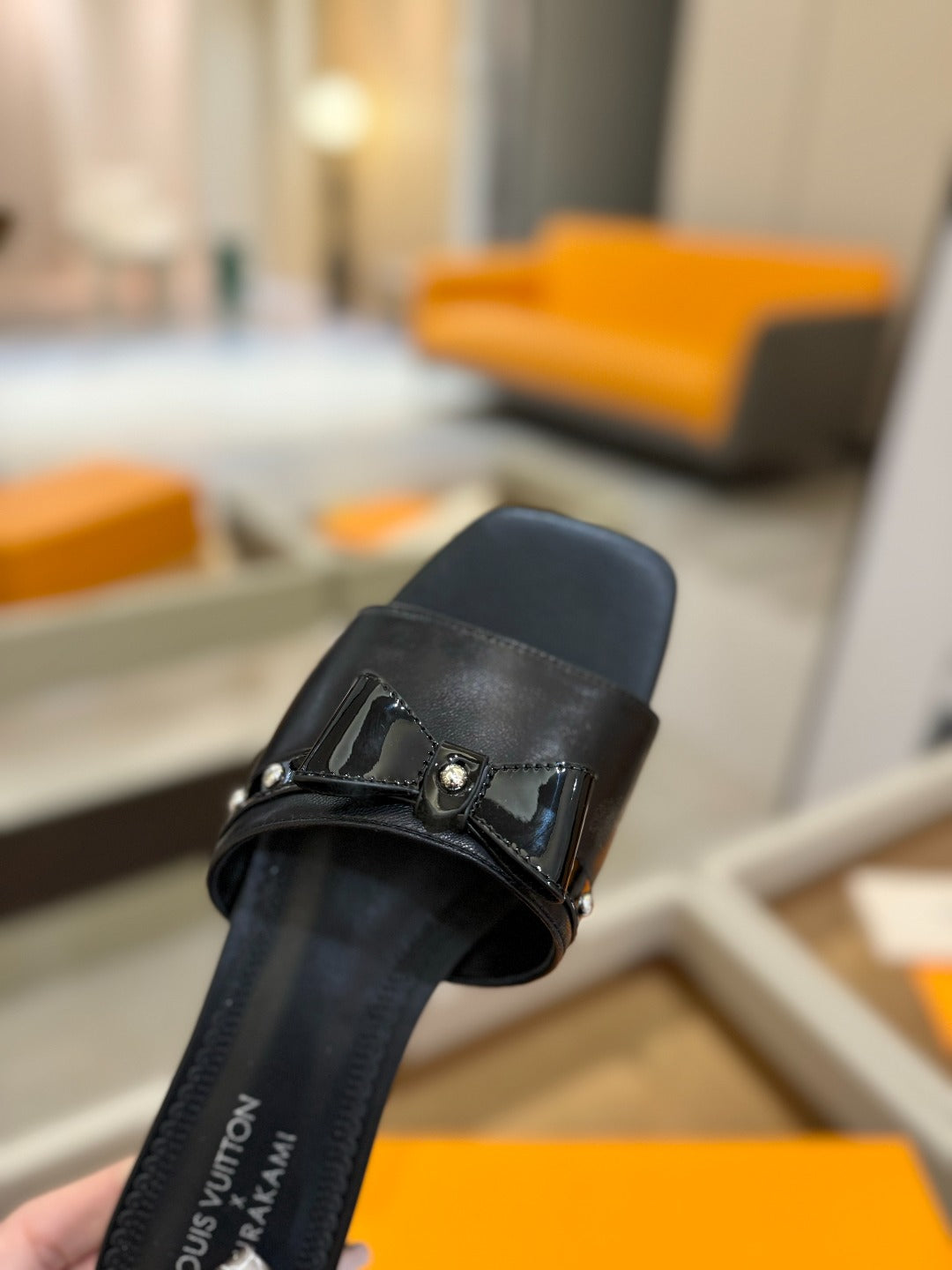 LOUIS VUITTON LV X TM 6AM FLAT MULE IN BLACK CALFSKIN