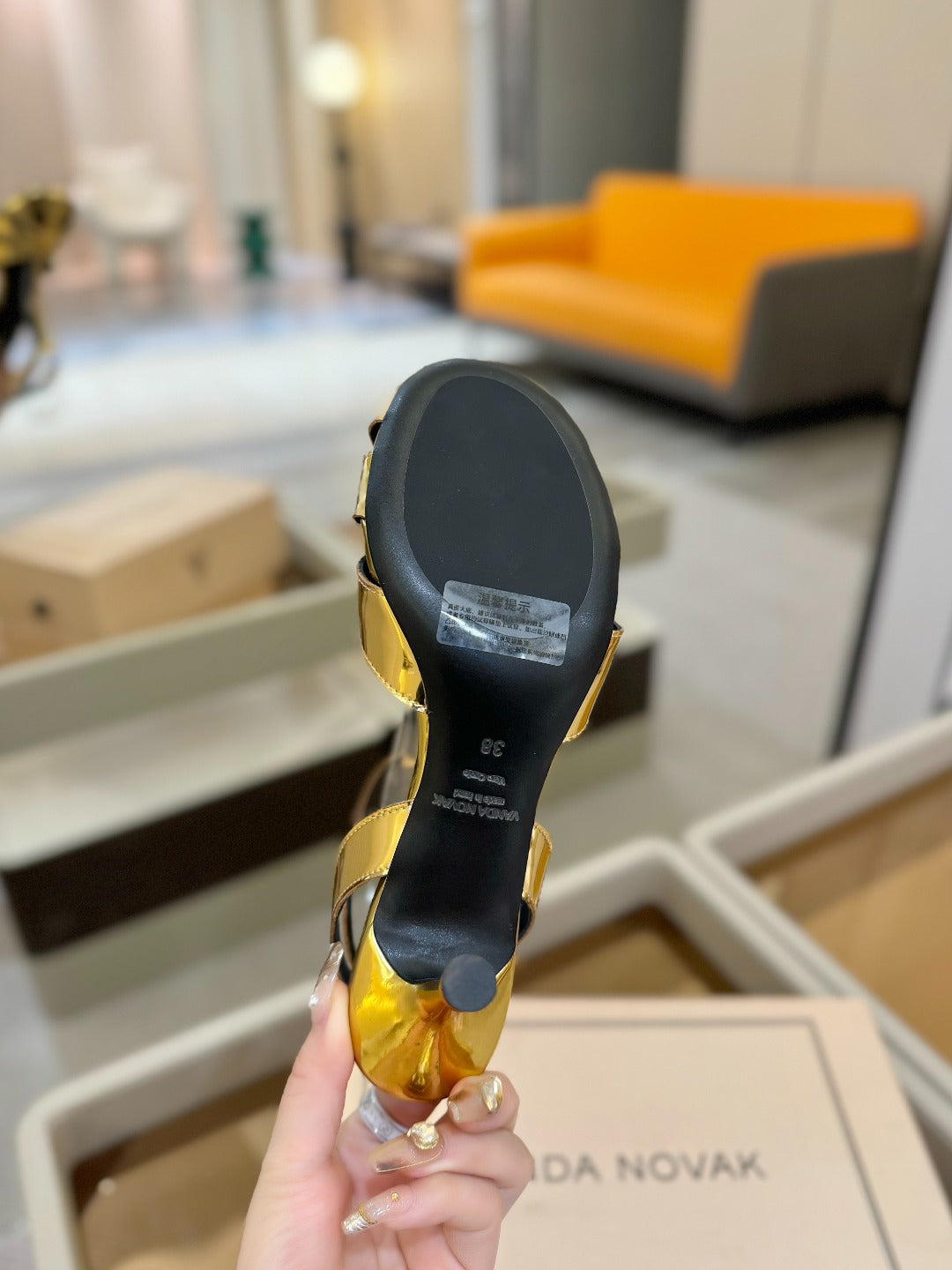 LOUIS VUITTON HIGH SANDALS 75 MM IN GOLD CALFSKIN