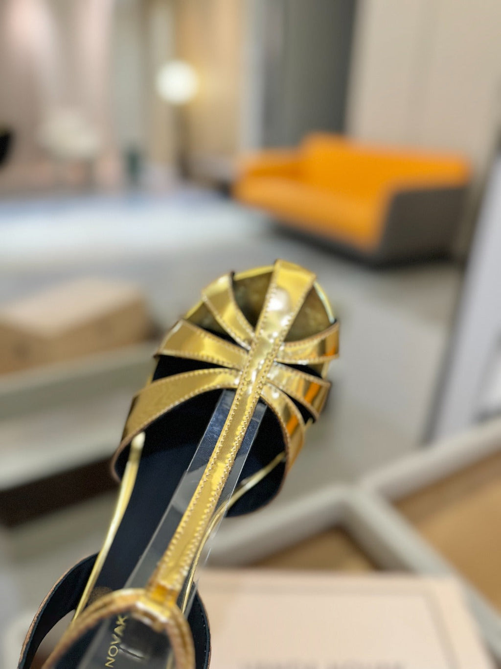 LOUIS VUITTON HIGH SANDALS 75 MM IN GOLD CALFSKIN
