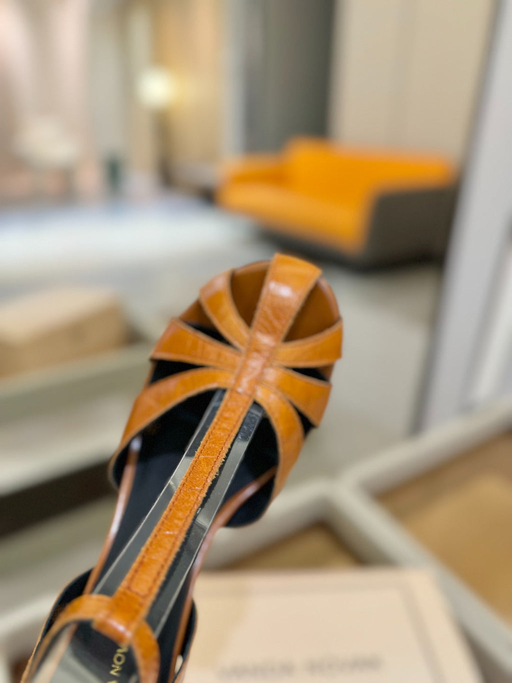 LOUIS VUITTON HIGH SANDALS 75 MM IN CINNAMON BROWN CALFSKIN