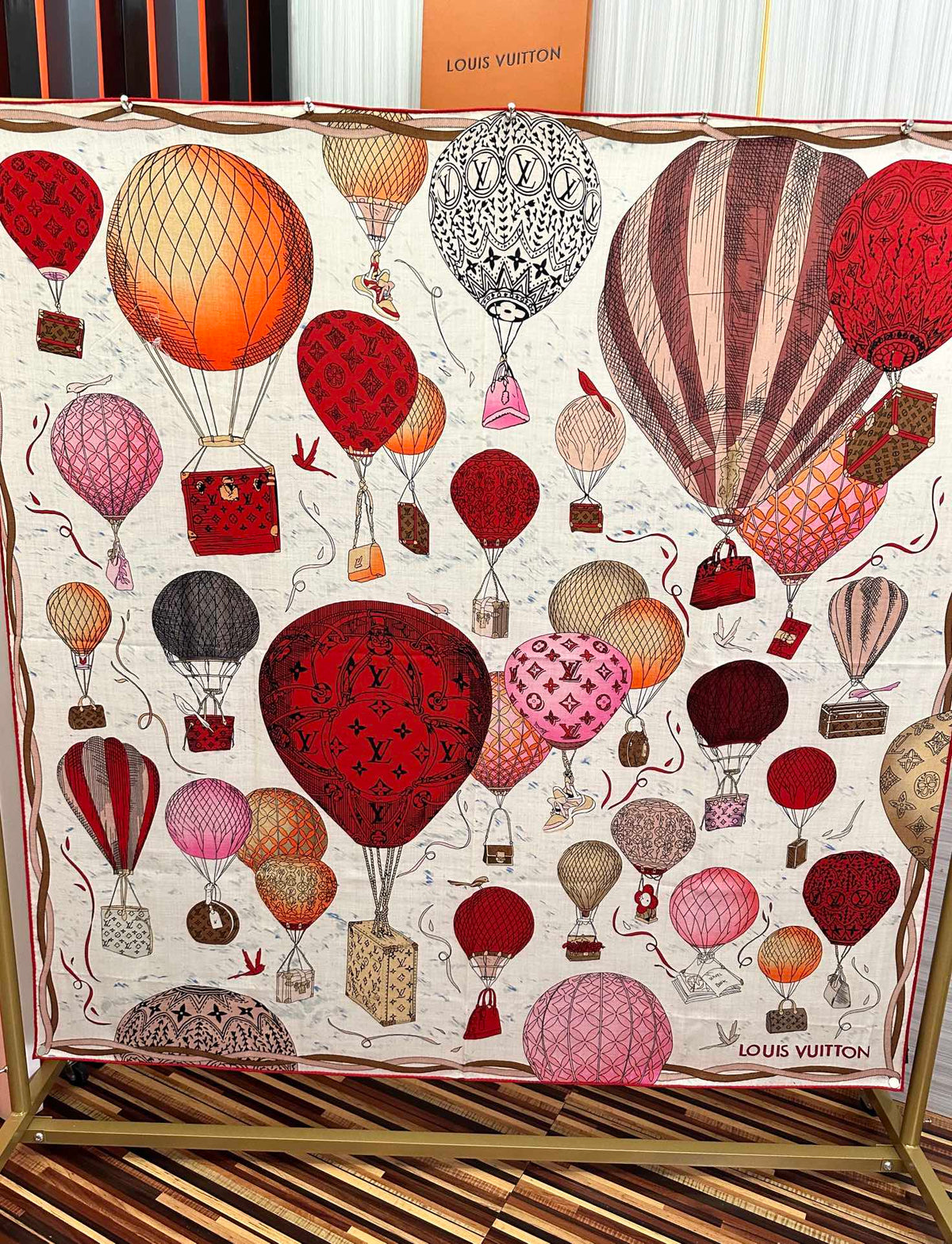 LOUIS VUITTON UP AND AWAY 140 CM SQUARE SILK SCARF COLORFUL 400072