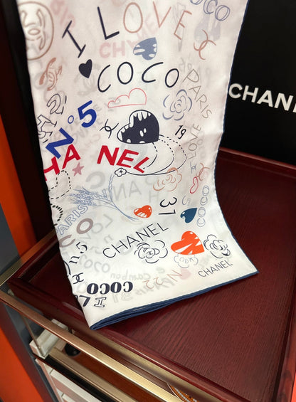 CHANEL 25S SCARF 90 IN SILK 738420