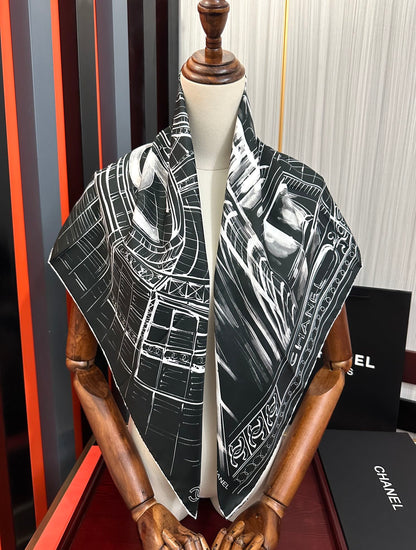 CHANEL 25S SCARF 90 IN SILK 002