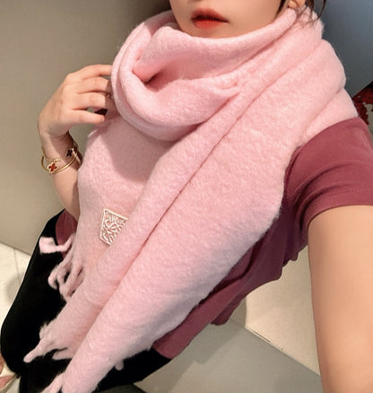 LOEWE SCARF 185 CM IN PASTEL PINK WOOL 390877