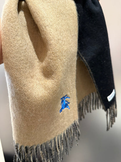 BURBERRY REVERSIBLE SCARF 180 CM IN BROWN MIX BLACK CASHMERE 407412