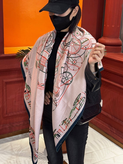 HERMES HERMES 25S SCARF 140 IN CASERE SILK 727319