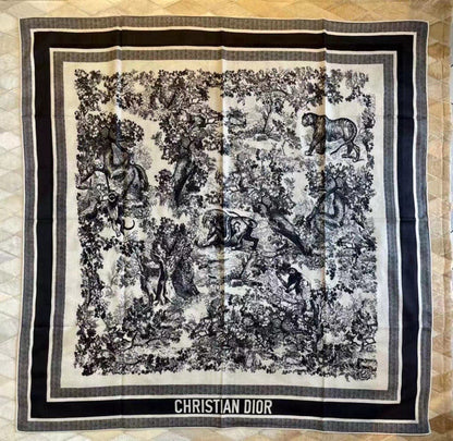 DIOR SCARF 110 CM IN COTTON-SILK FABRIC 730606