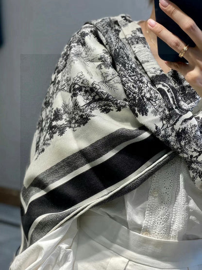 DIOR SCARF 110 CM IN COTTON-SILK FABRIC 730606
