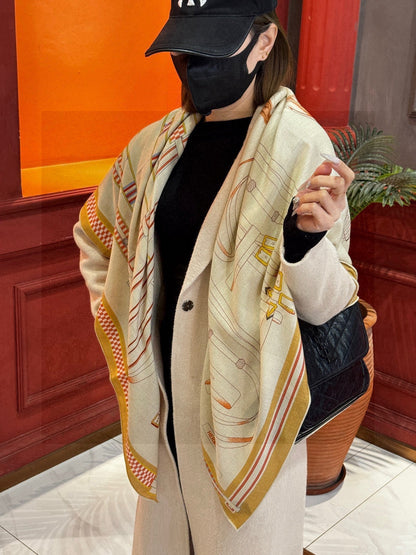 HERMES HERMES 25S SCARF 140 IN SILK AND CASERE 735808