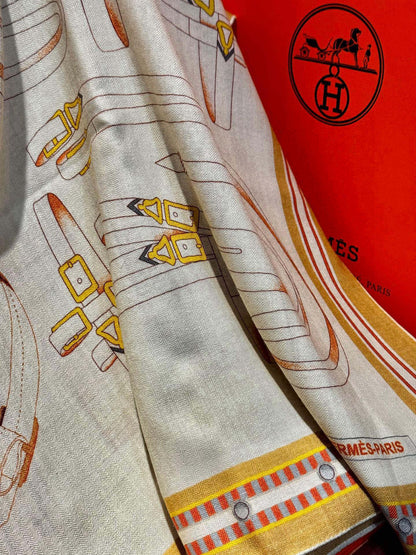 HERMES HERMES 25S SCARF 140 IN SILK AND CASERE 735808