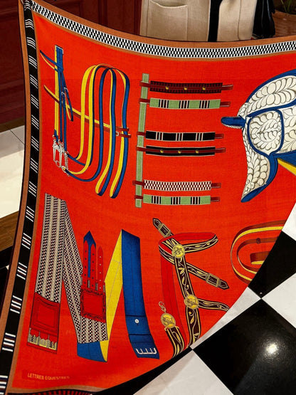 HERMES HERMES 25S SCARF 140 IN SILK AND CASERE 735809