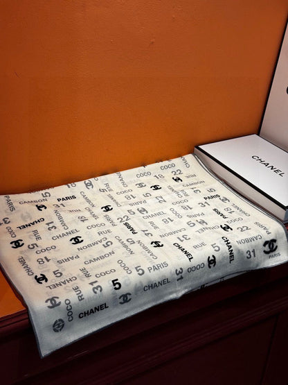 CHANEL 25S SCARF 180 IN CASHMERE SILK 738479