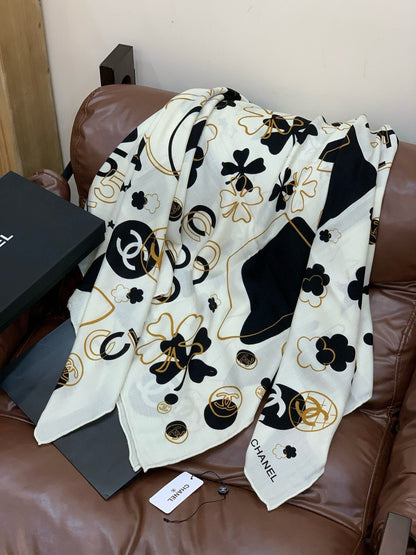CHANEL 25S SCARF 140 IN SILK AND CASHMERE 932006