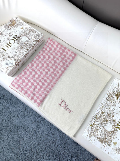 DIOR SCARF 190 CM IN BABY PINK MIX BEIGE CARO CASHMERE 388126