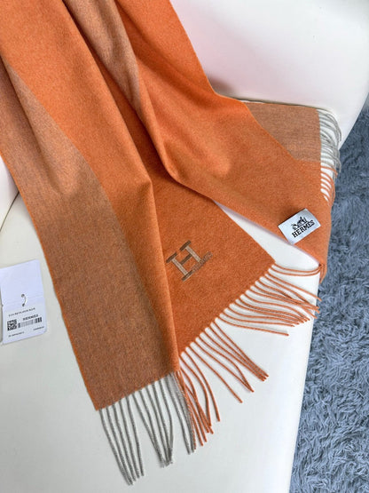 HERMES SCARF 190 CM IN TIGER ORANGE CASERE