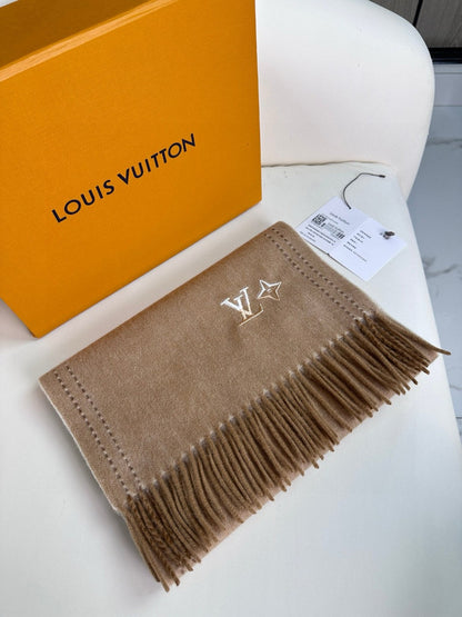 LOUIS VUITTON DUAL SCARF 180 CM IN MEDIUM BROWN CASHMERE 398377