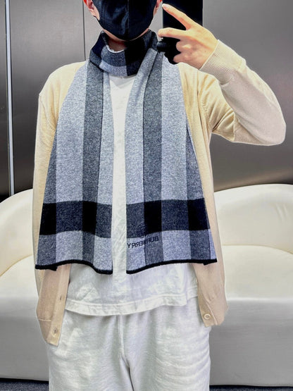 BURBERRY SCARF 180 CM IN LIGHT GRAY MIX BLACK CASHMERE 403870