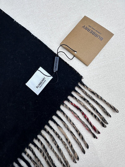 BURBERRY SCARF 180 CM IN BLACK AND TAN BROWN CASHMERE 407240