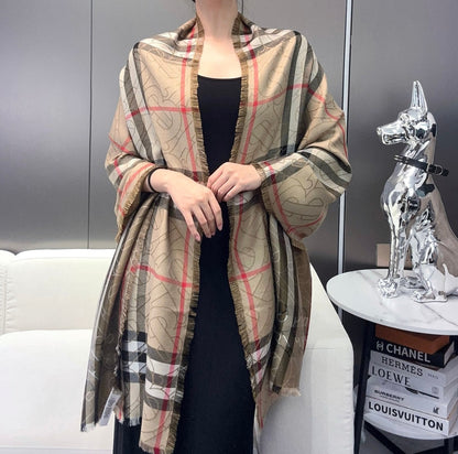 BURBERRY SCARF 220 CM IN MEDIUM BROWN VISCOSE AND MULBERRY SILK 408541