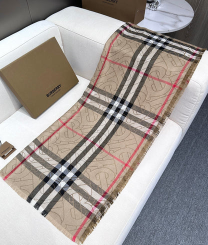 BURBERRY SCARF 220 CM IN MEDIUM BROWN VISCOSE AND MULBERRY SILK 408541
