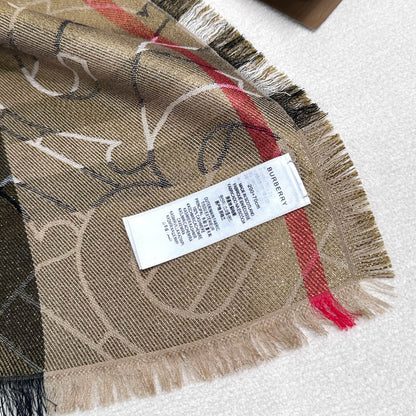 BURBERRY SCARF 220 CM IN MEDIUM BROWN VISCOSE AND MULBERRY SILK 408541