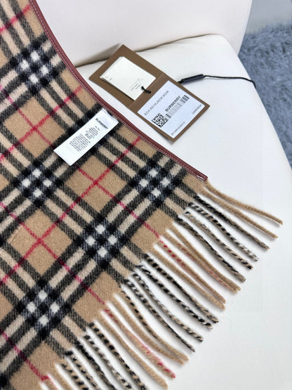 BURBERRY CHECK CAPE IN SAND BROWN WOOL 410154
