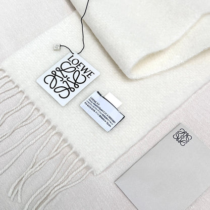 LOEWE SCARF 185 CM IN WHITE MOHAIR AND WOOL 413753
