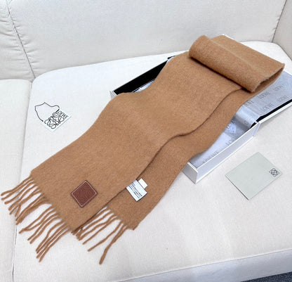 LOEWE SCARF 185 CM IN CAMEL BEIGE MOHAIR AND WOOL 413754