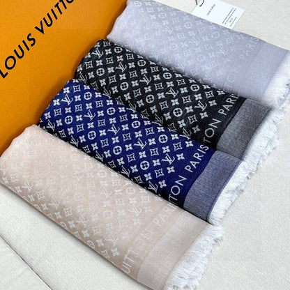 LOUIS VUITTON LV SCARF 120 CM IN WOOL MIX SILK 737300