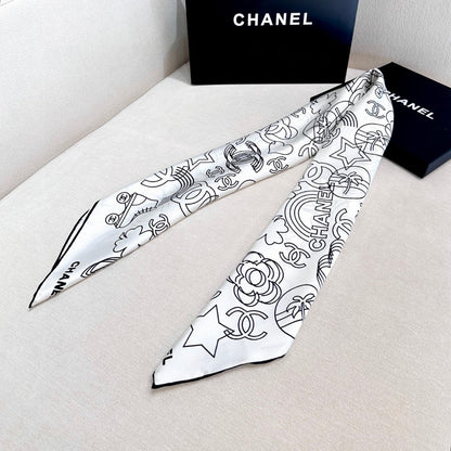 CHANEL 25S SCARF 90 IN TWILL SILK 740294