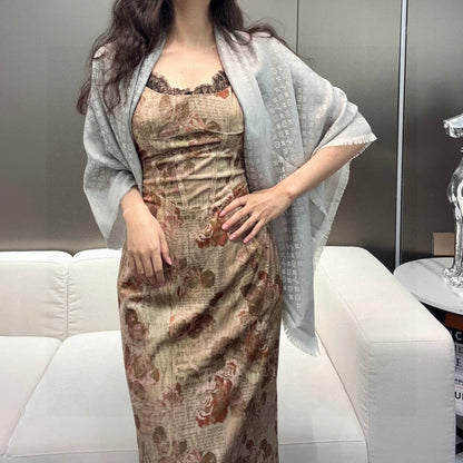LOUIS VUITTON LV SCARF 120 CM IN WOOL MIX SILK 737300