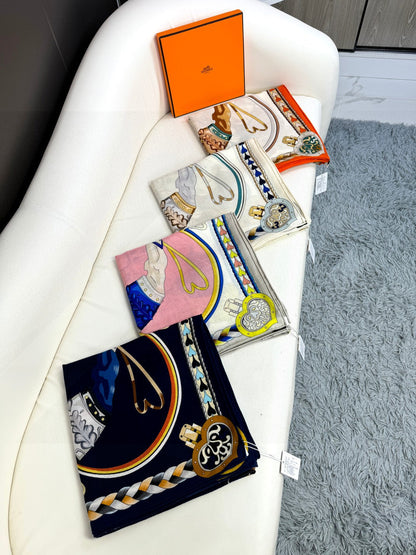 HERMES HERMES 25S SCARF 135 IN CASERE SILK 730649