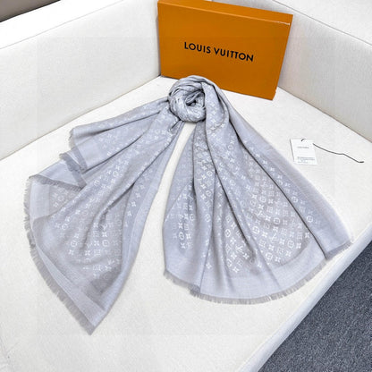LOUIS VUITTON LV SCARF 120 CM IN WOOL MIX SILK 737300