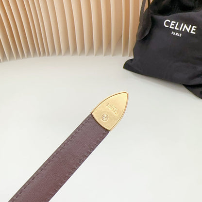 CELINE Small Western Belt 18mm Brown Snake Embossed Calfskin Ghw