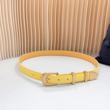 CELINE Medium Western Belt 25mm Yellow Calfskin Gold Loop Ghw