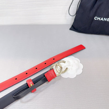 CHANEL BELT 20 MM IN CRIMSON RED SMOOTH CALFSKIN GOLD HARDWARE ATTACH RHINSTONE