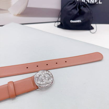 CHANEL 30MM BELT IN ALLOY ORANGE CALFSKIN SILVER HARDWARE ATTACH PEARLS